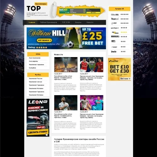 Фото Рейтинг-сайт букмекерских контор